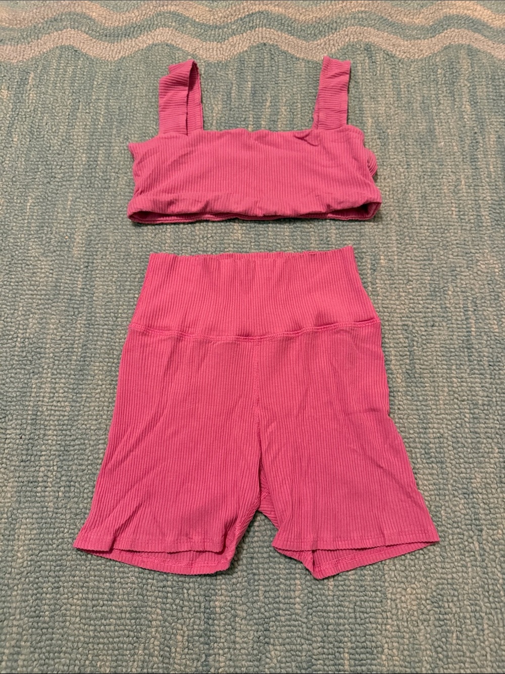 Daily Drills Ribbed Pink Two-Piece Active Set